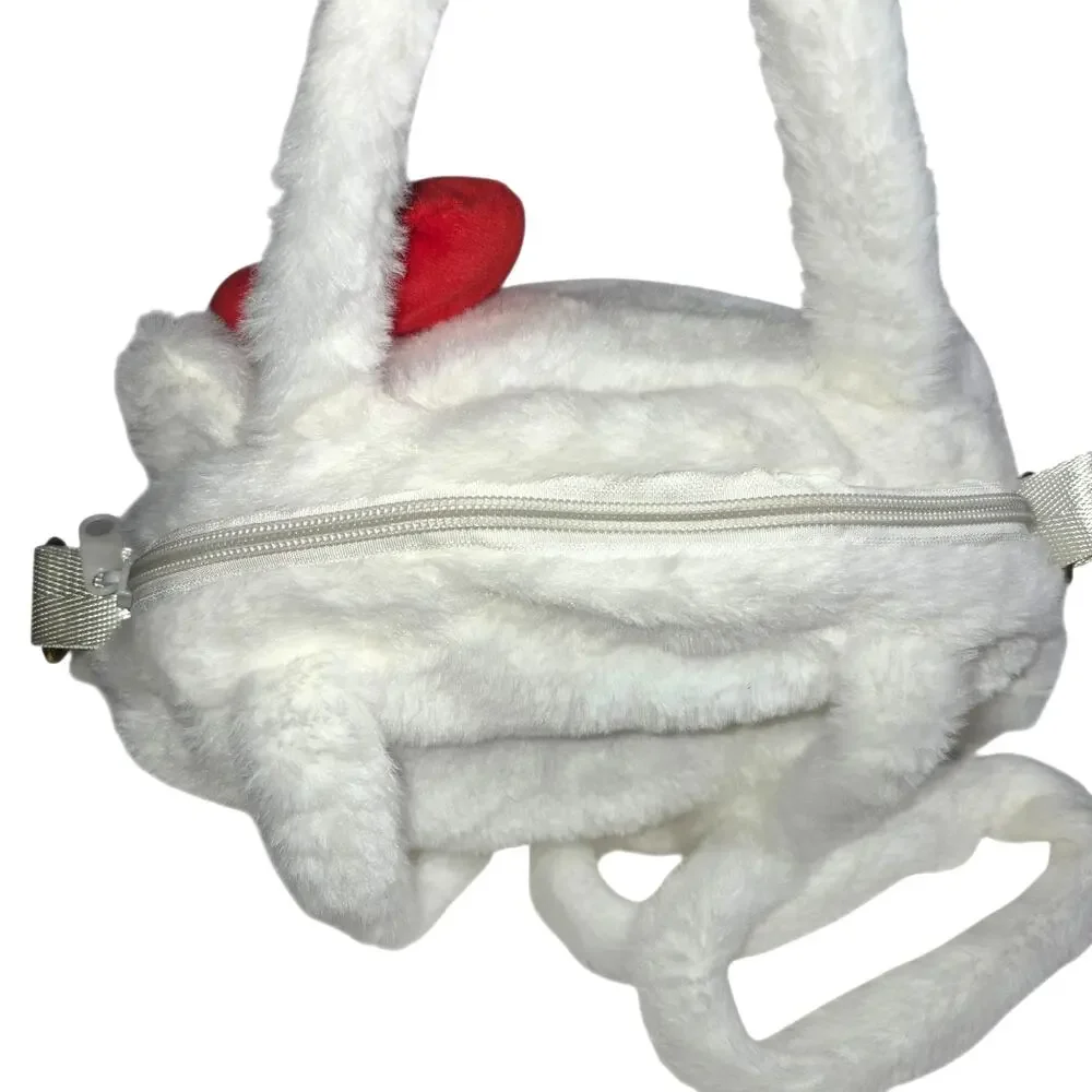 Hello Kitty Ultra Plush Crossbody Bag Embroidered Face 3D Bow